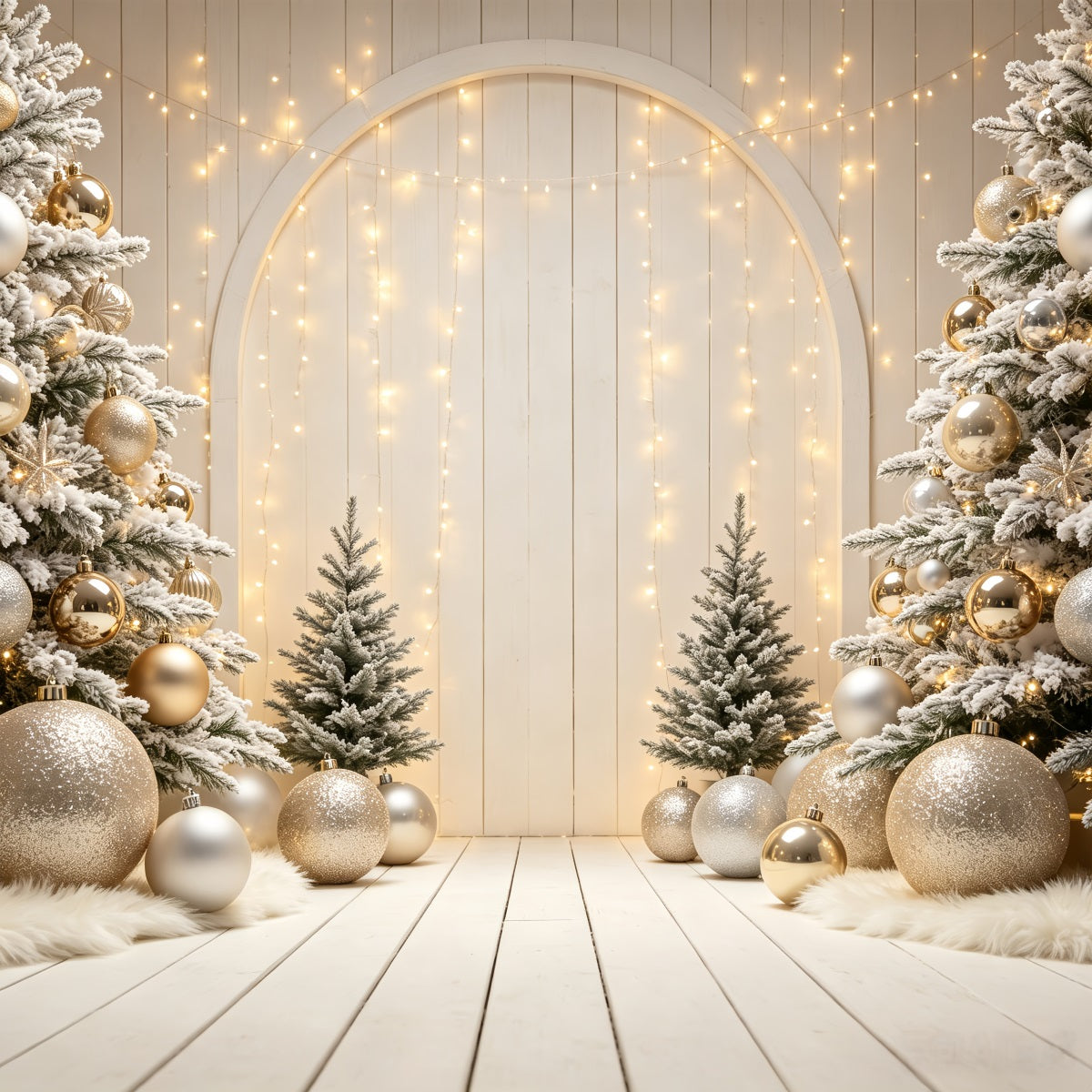 Weihnachtshintergrund Goldener Ornamentbogen Weihnachts-Porträt-Hintergrund CSH69-56