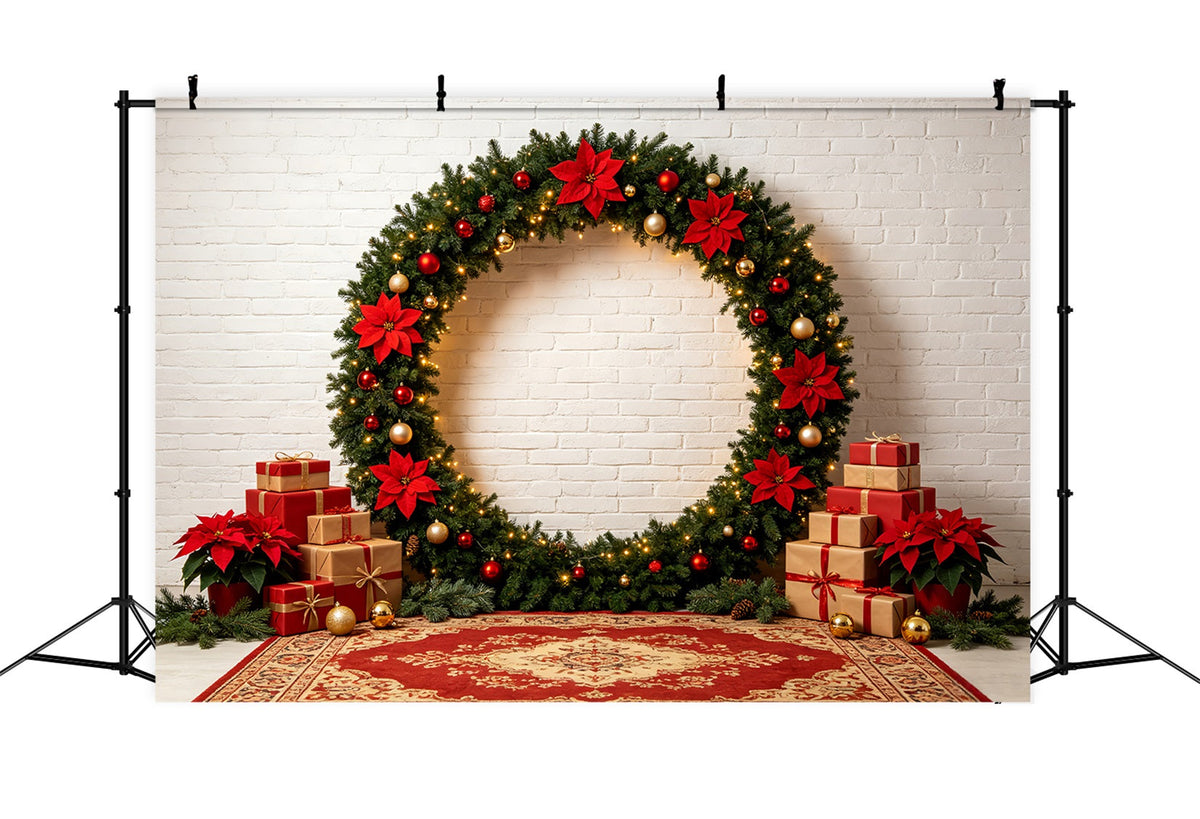 Weihnachts-Fotohintergrund Weihnachtsstern-Kranz-Geschenkbogen Weihnachtliche Fotohintergründe CSH69-57