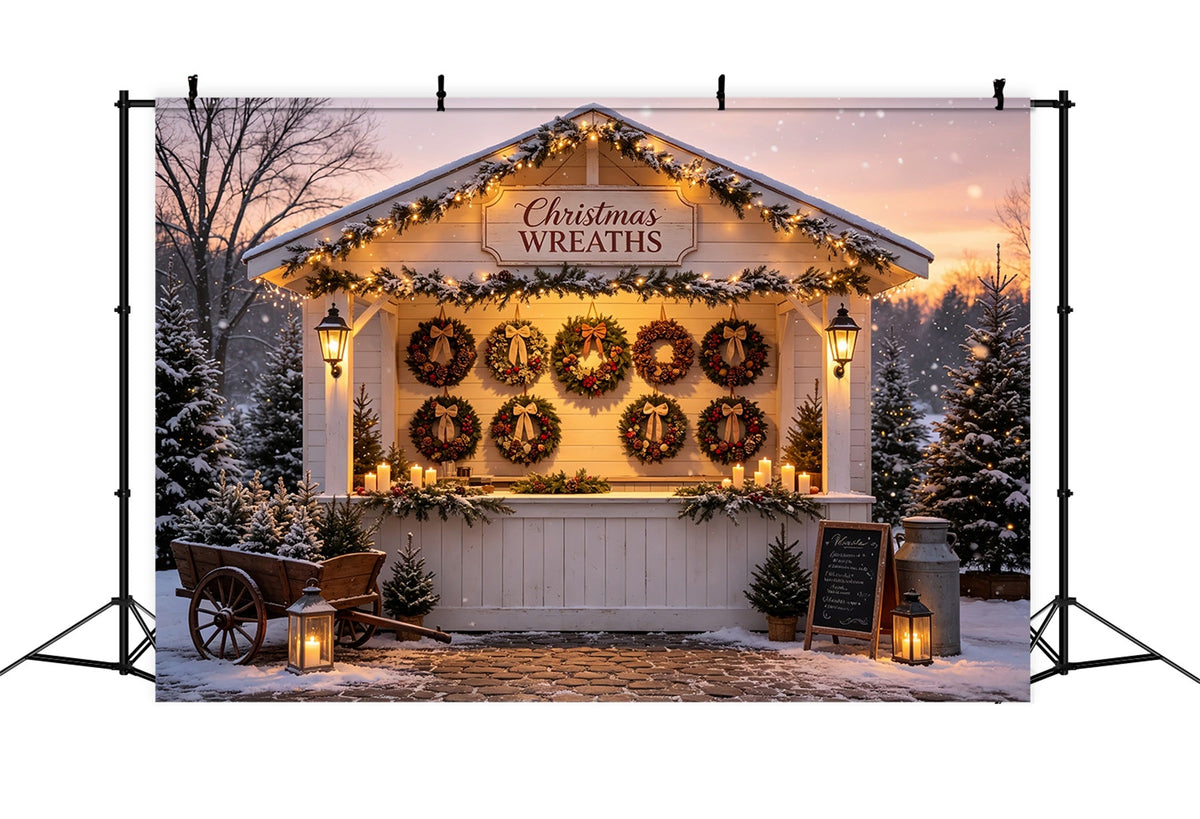 Weihnachtskranz-Hintergrund Marktstand Schneekranz Weihnachts-Wandhintergründe CSH69-6