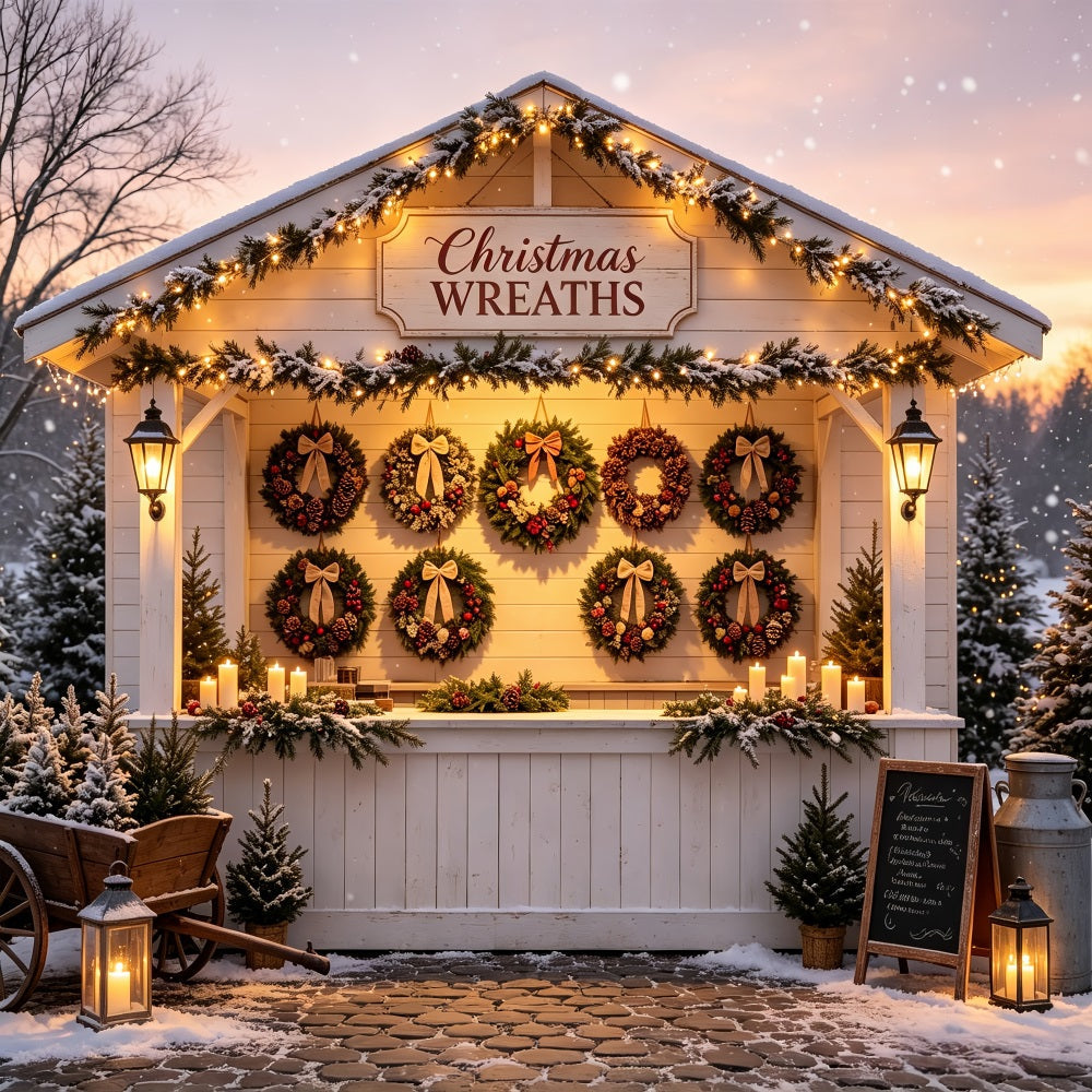 Weihnachtskranz-Hintergrund Marktstand Schneekranz Weihnachts-Wandhintergründe CSH69-6
