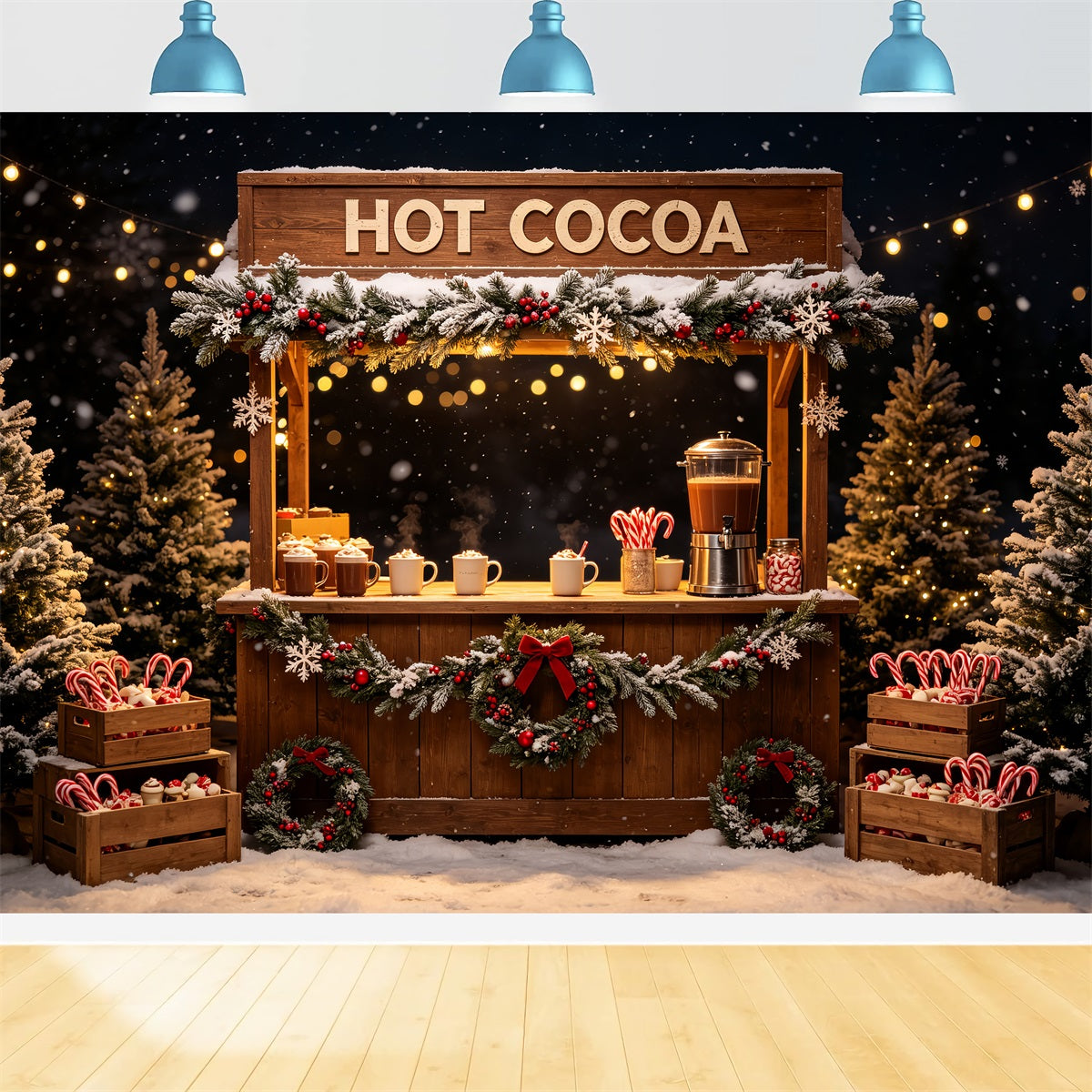 Weihnachtsfeier-Hintergrund Standdisplay Für Heiße Schokolade Weihnachtshintergrund CSH69-63