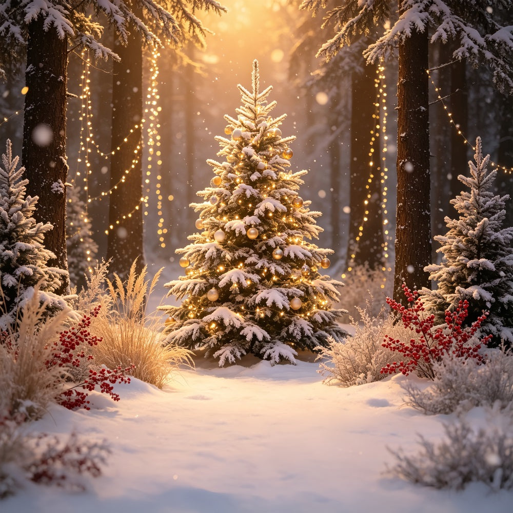 Weihnachtsbaum-Hintergrund Leuchtende Waldbaumlichter Weihnachtsstudio-Hintergrund CSH69-7