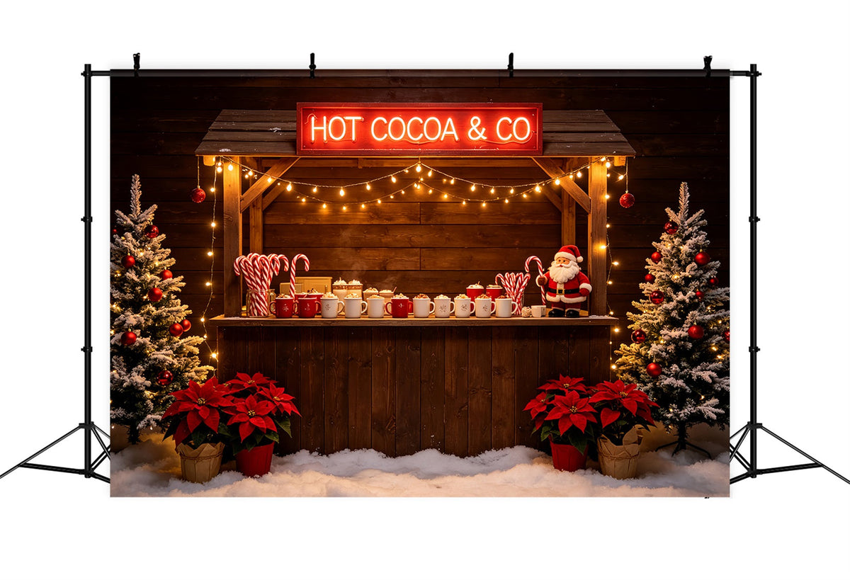 Weihnachtskulisse Für Partys Holzbar Für Heiße Schokolade Weihnachtsfeier-Hintergrund CSH69-74