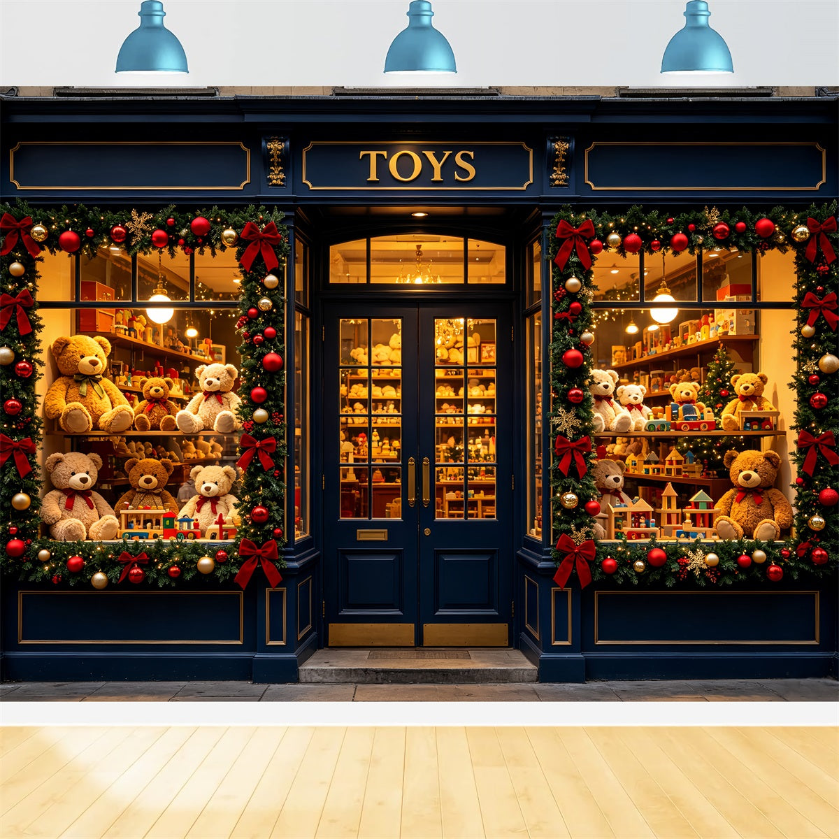 Kulisse Für Die Werkstatt Des Weihnachtsmanns Teddybär-Ausstellung Im Spielzeugladen CSH69-88