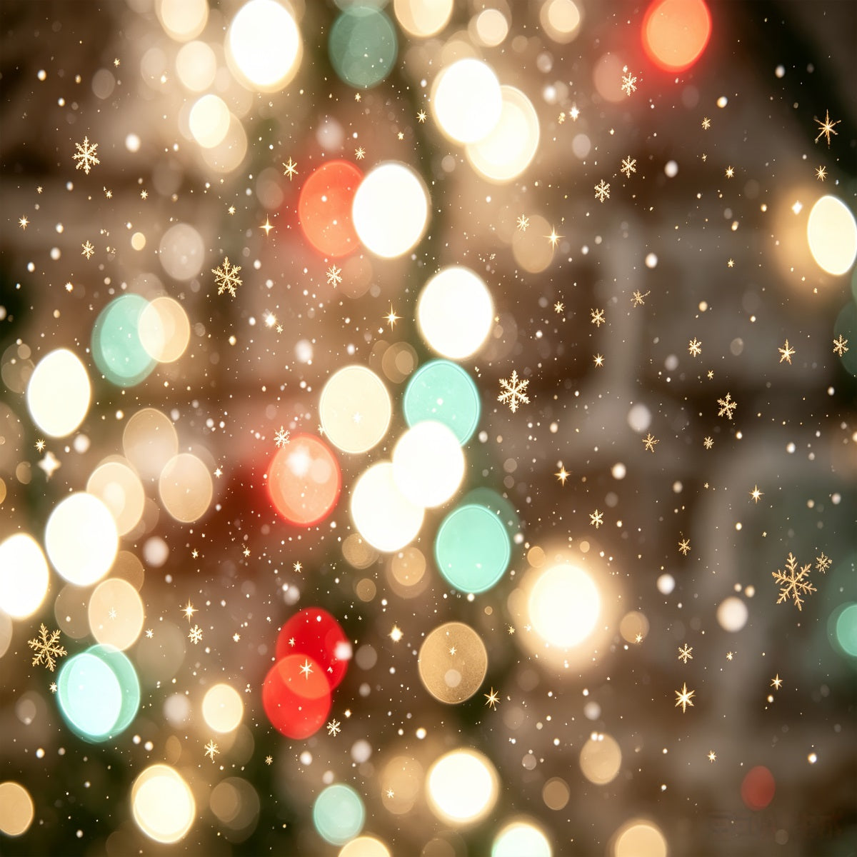 Weihnachtsbeleuchtung-Hintergrund Festliches Schneeflocken-Bokeh Hochauflösender Weihnachtsfotohintergrund CSH69-94