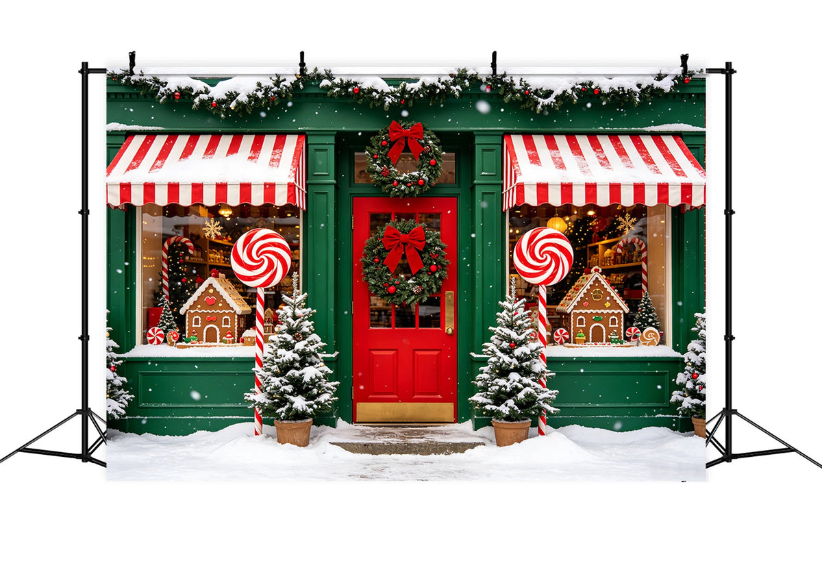 Zuckerstangen-Hintergrund Winterliches Schaufenster Fotohintergrund Aus Lebkuchen CSH69-98
