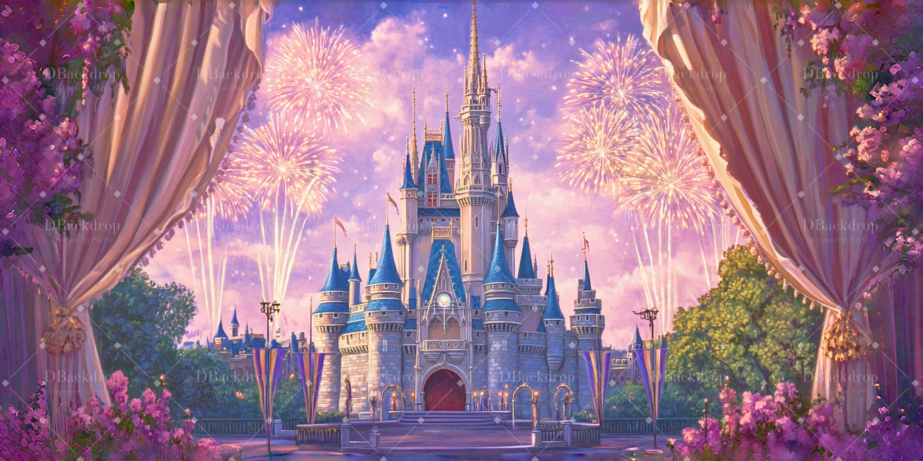 Theaterbühnenhintergrund „Schlossfeuerwerk“ Tanzaufführungshintergrund CSH59-T42