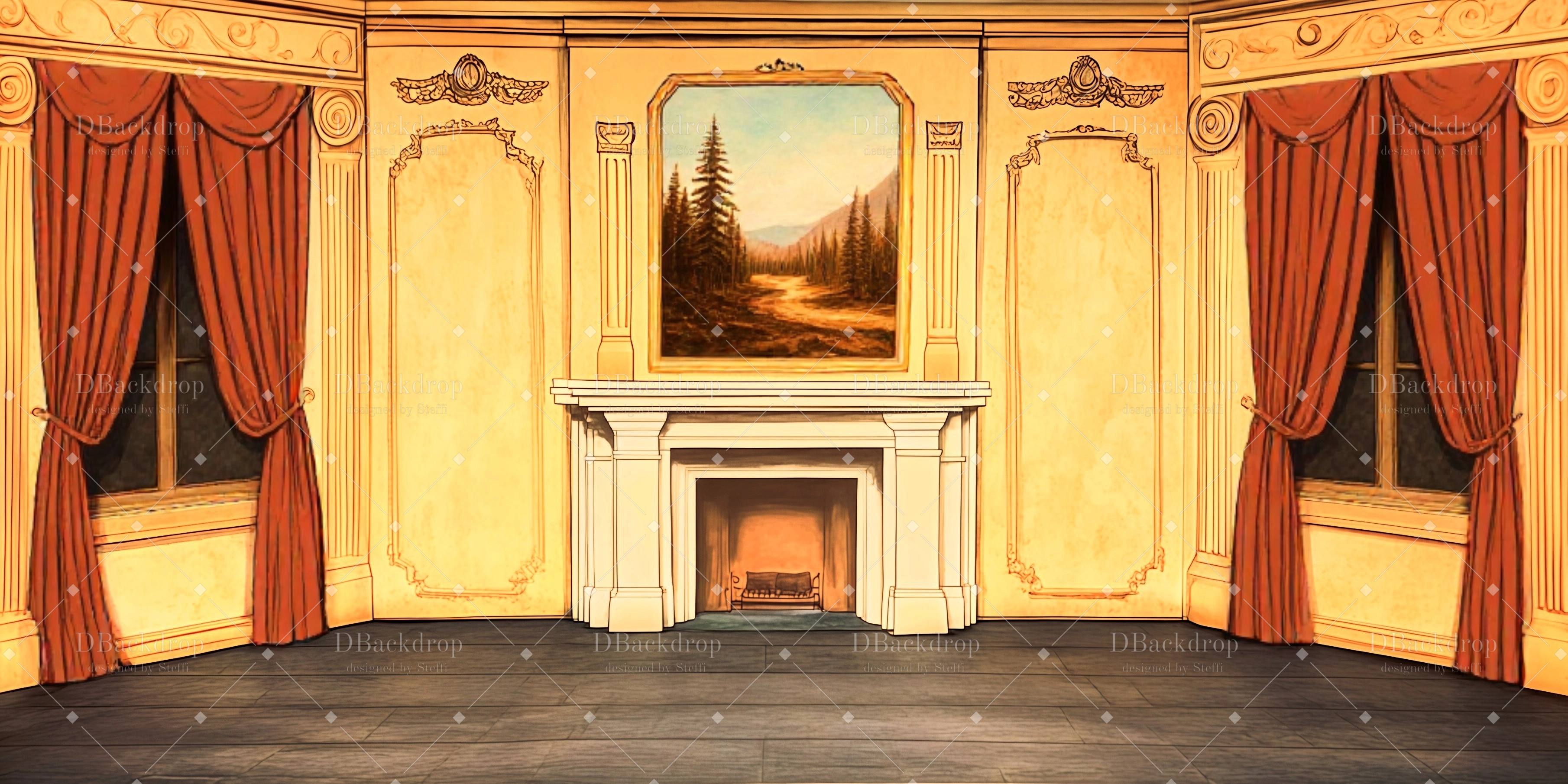 Ideen für Bühnenhintergründe „Klassischer Wohnzimmer“ Bühnenhintergründe zu verkaufen CSH59-T36