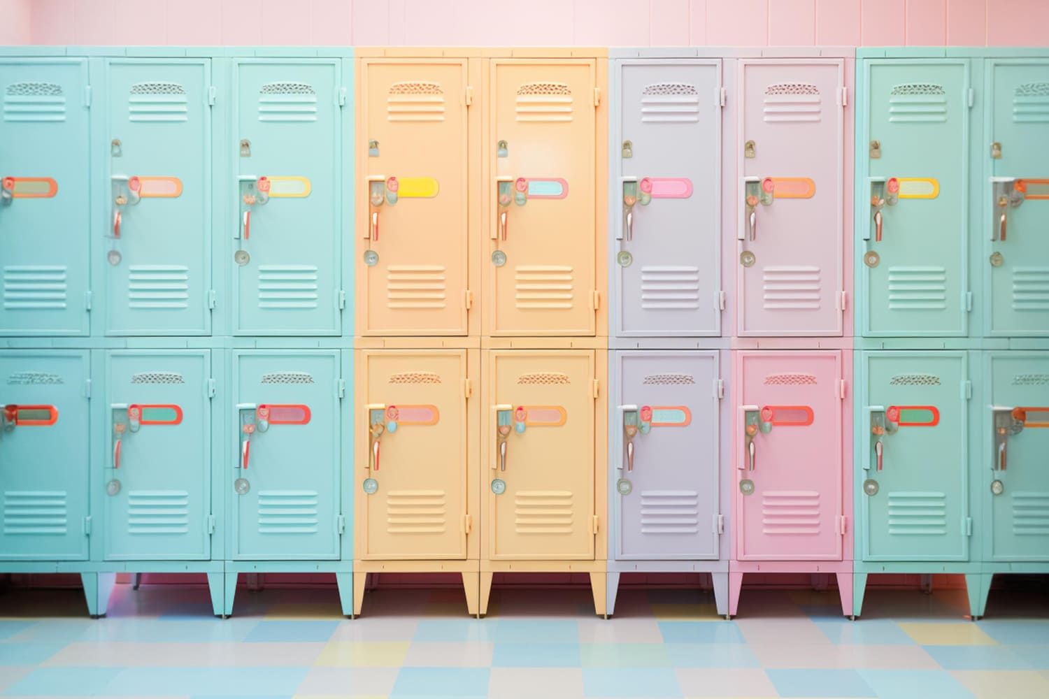 Bunte Schließfächer Garderobe Back to School Backdrop DBD7-27