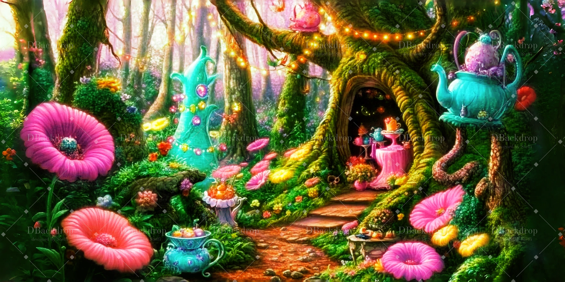 Leistungshintergrund „Wald-Teeparty“ Theaterkulisse CSH59-T14