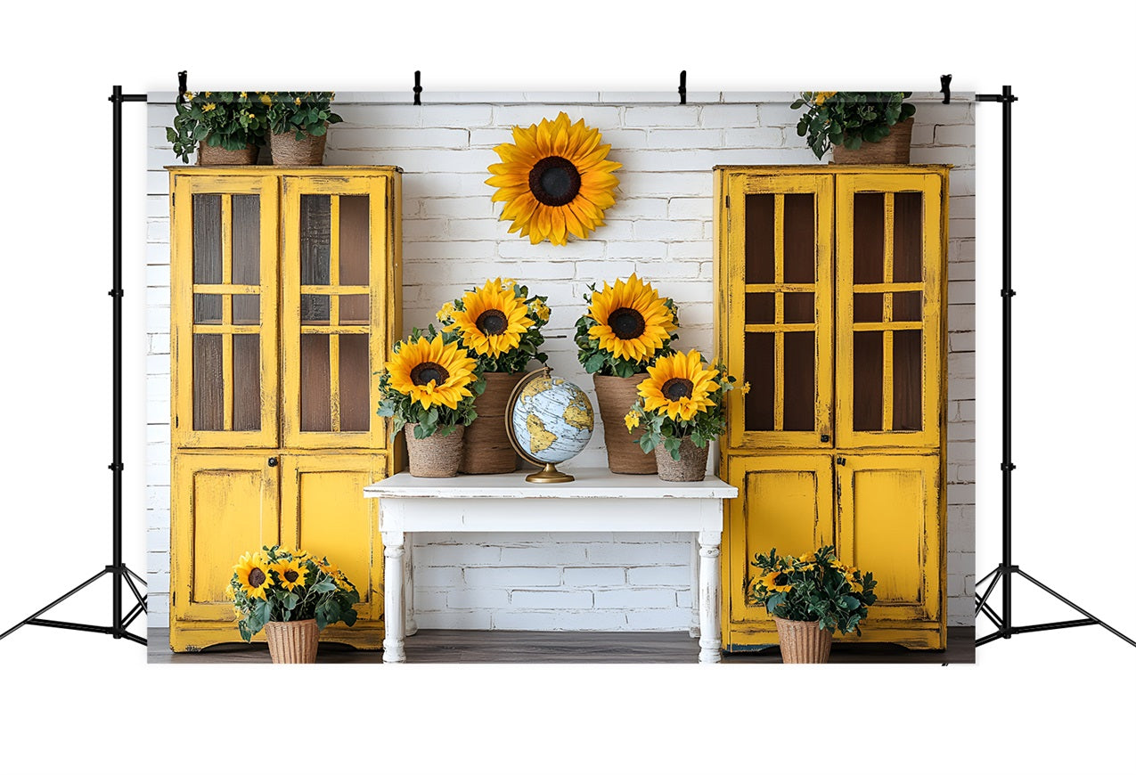 Hintergrund für Back To School Sonnenblume Klassenzimmer Rustic Hintergrund GQ3-116