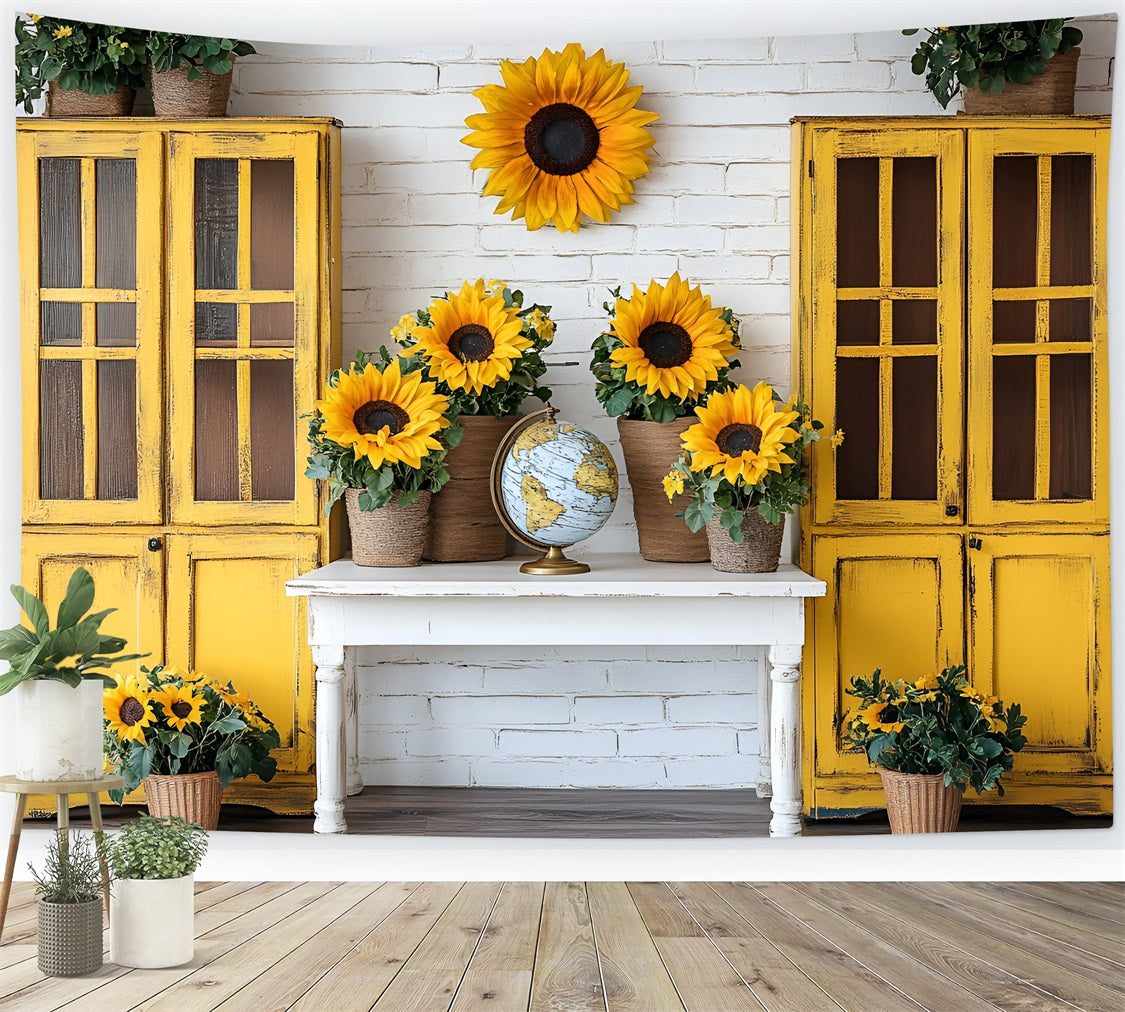 Hintergrund für Back To School Sonnenblume Klassenzimmer Rustic Hintergrund GQ3-116