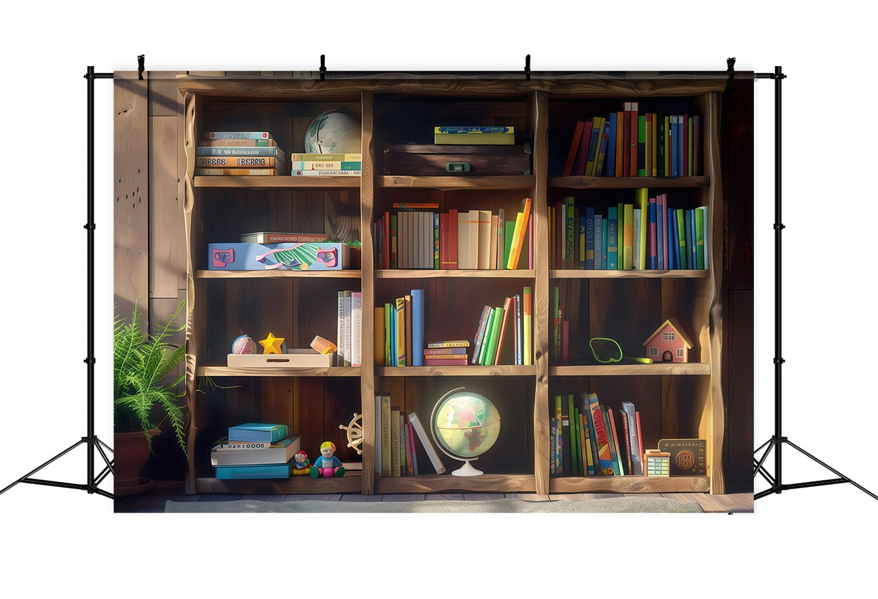 Back To School Backdrops Holz Bücherregal Studie Backdrop GQ3-126