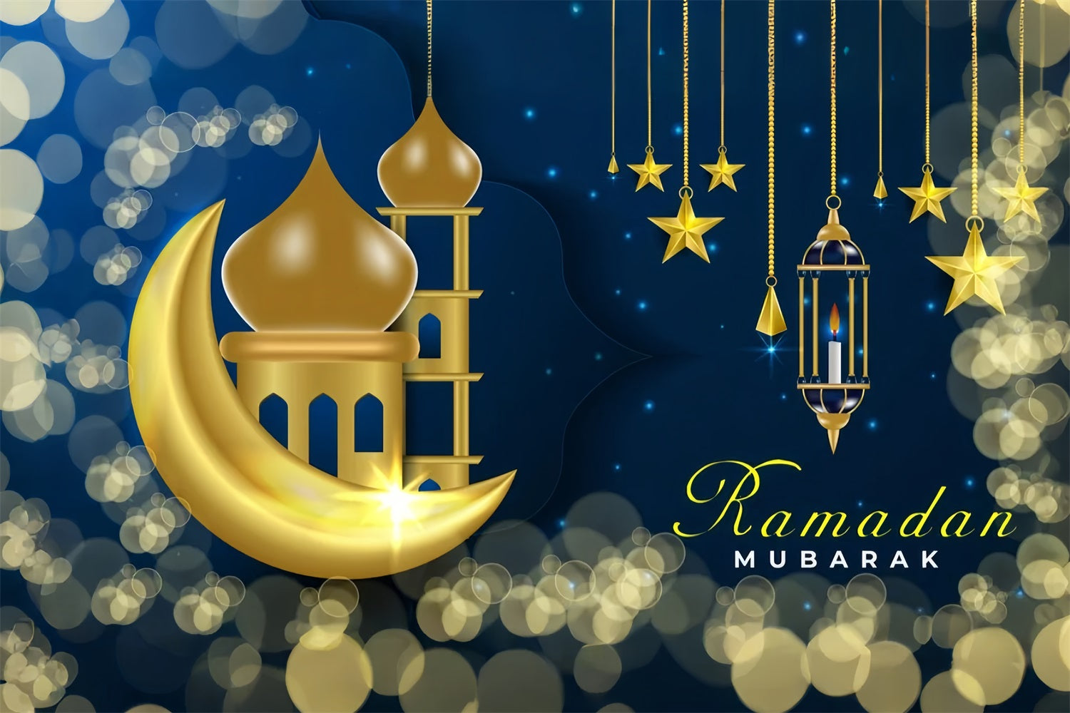 Ramadan Backdrops Goldener Mond Sternennacht Backdrop GQ3-13
