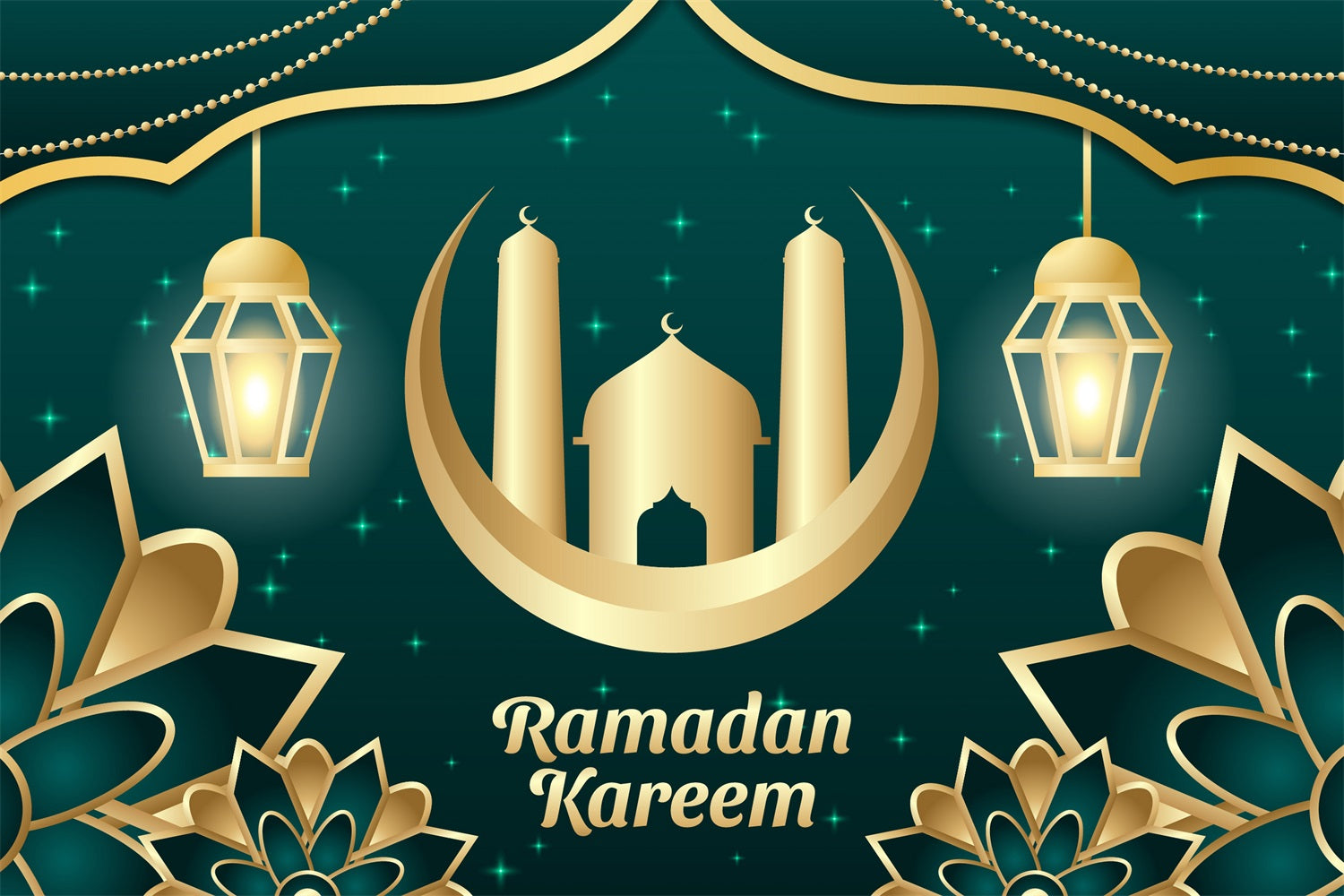 Ramadan Mubarak Hintergrundkulisse Glühender goldener Palast Hintergrundkulisse GQ3-14