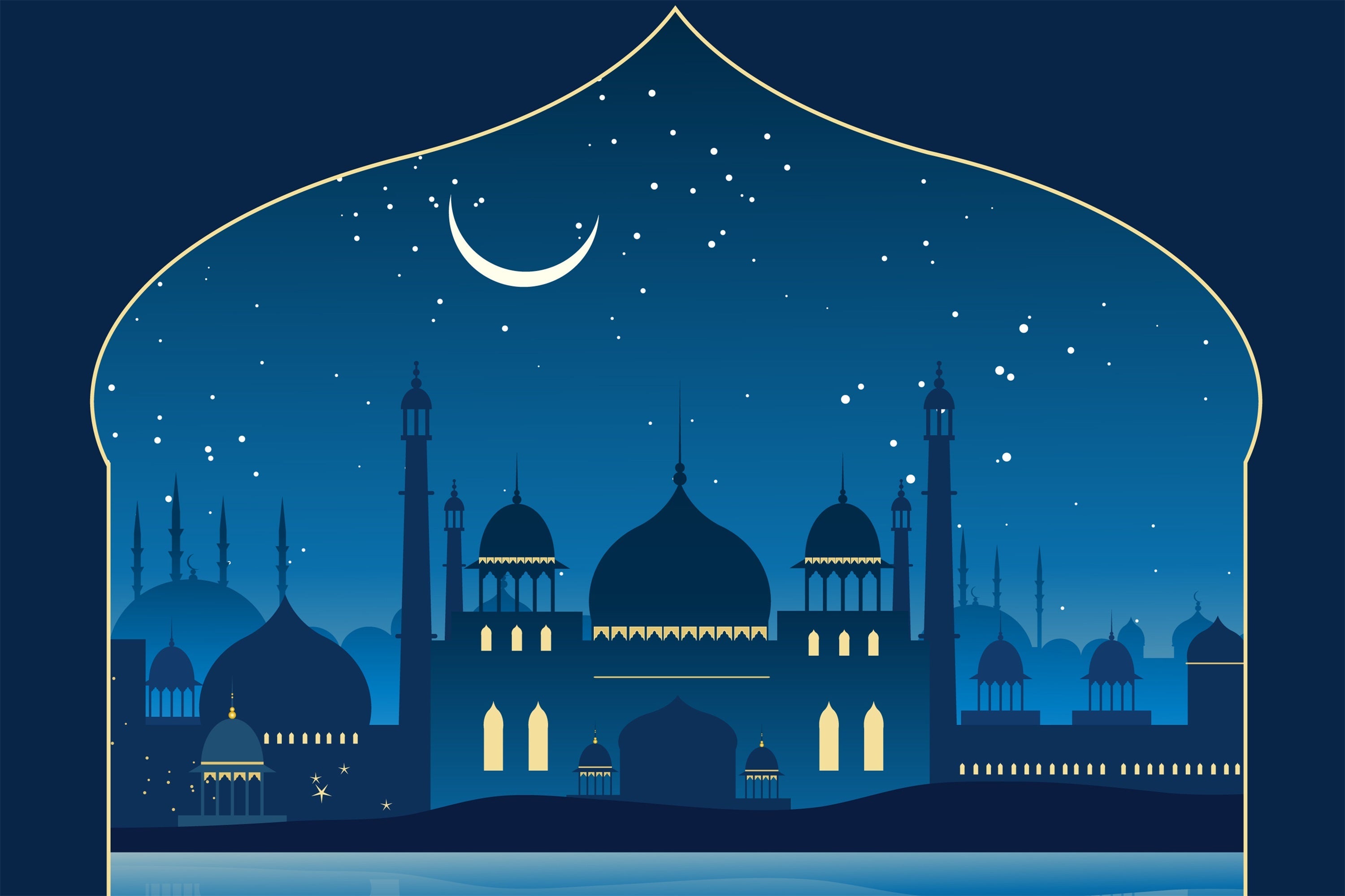 Ramadan Backdrops Sternennacht Blaue Moschee Backdrop GQ3-17