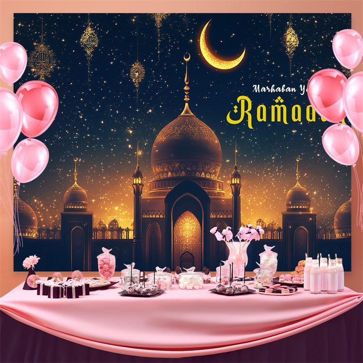 Ramadan Mubarak Backdrop Sternenhimmel Moschee Nacht Backdrop GQ3-30