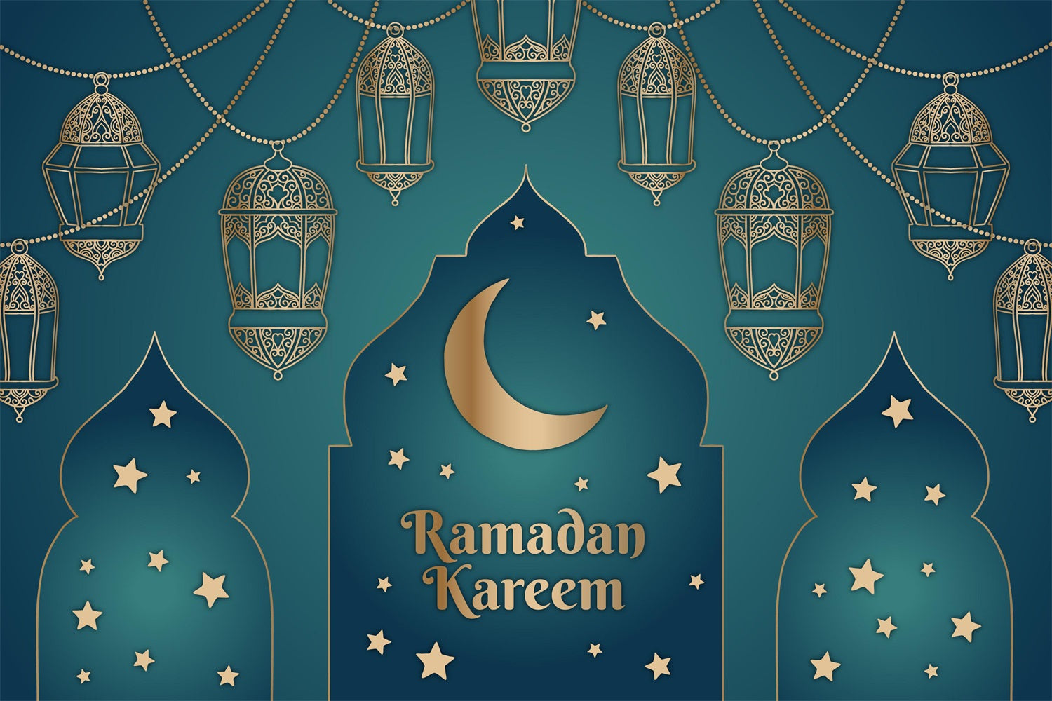 Ramadan Mubarak Backdrop Traditionelle Kareem-Szene Backdrop GQ3-6