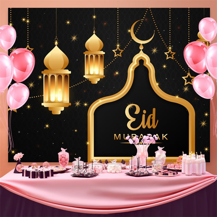 Eid Mubarak Backdrop Goldene Laternen Sternenhimmel Eid Backdrop GQ3-61