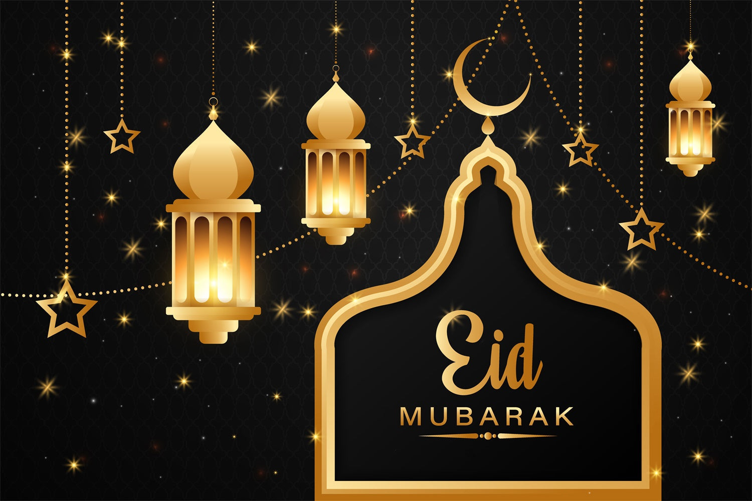 Eid Mubarak Backdrop Goldene Laternen Sternenhimmel Eid Backdrop GQ3-61