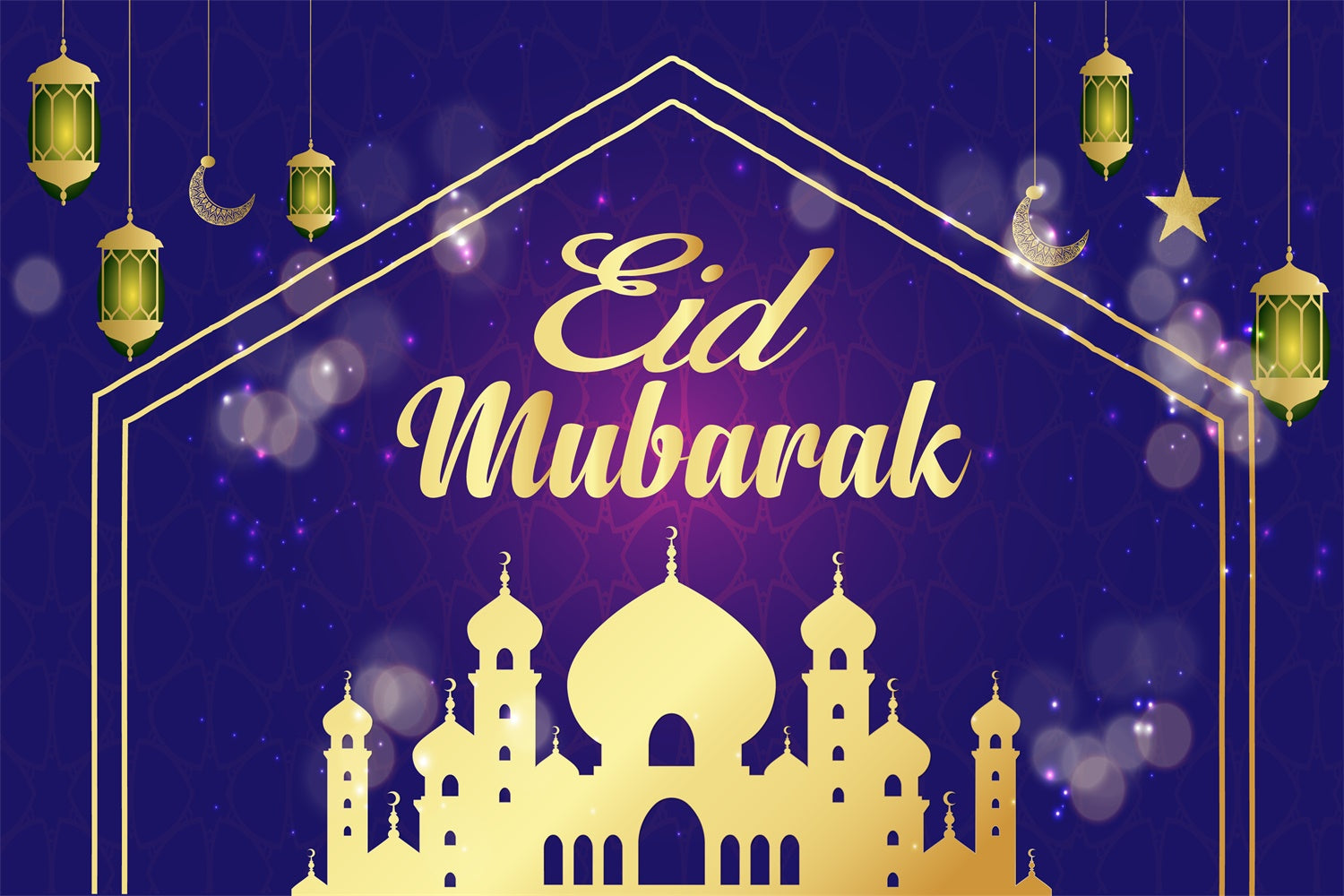 Eid Mubarak Backdrop Elegant Blau Eid Mubarak Backdrop GQ3-64