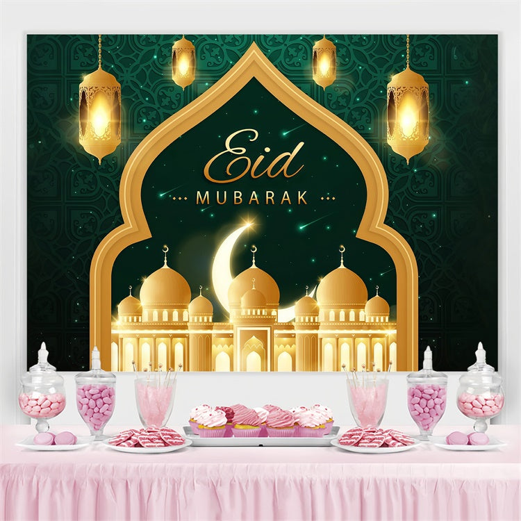 Eid Mubarak Backdrop Opulent Grün Gold Eid Backdrop GQ3-66