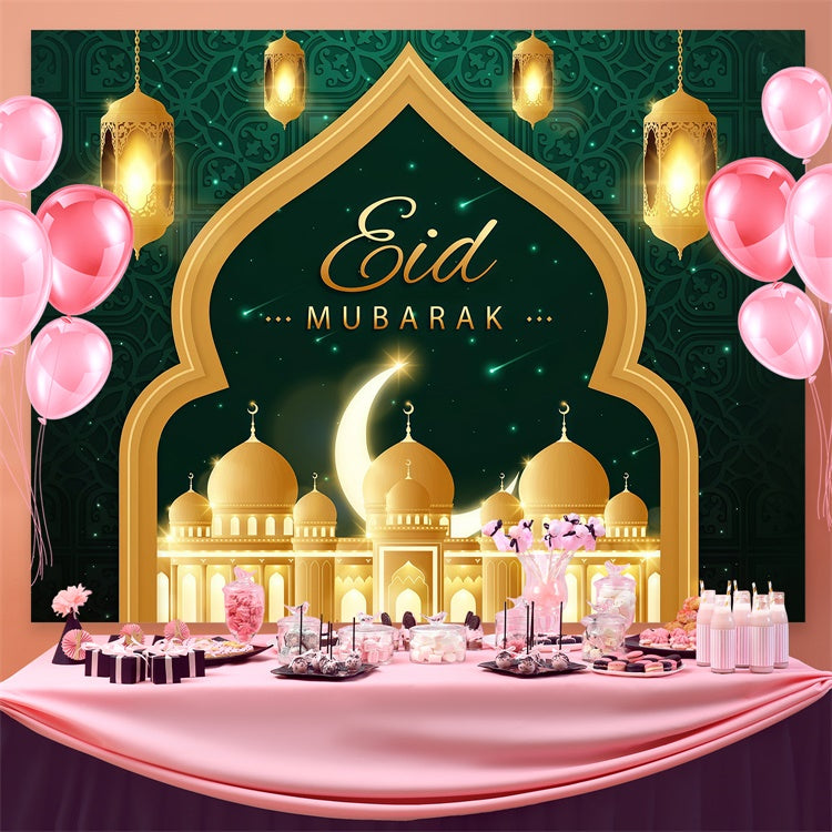 Eid Mubarak Backdrop Opulent Grün Gold Eid Backdrop GQ3-66