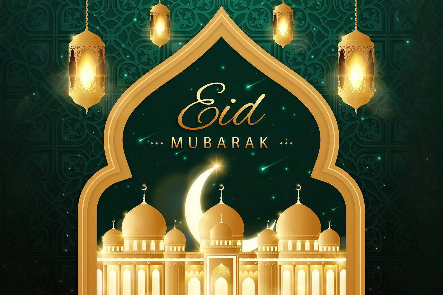 Eid Mubarak Backdrop Opulent Grün Gold Eid Backdrop GQ3-66