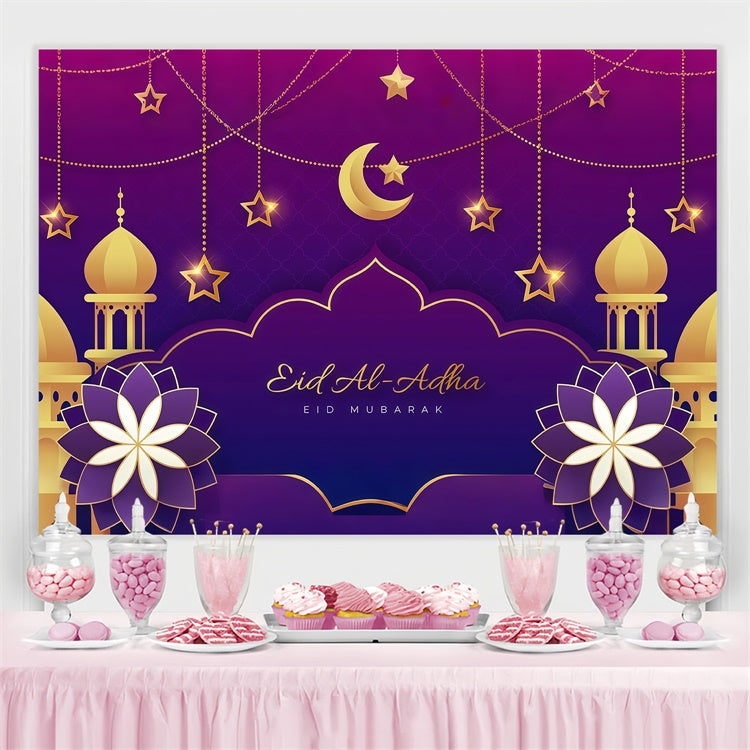 Eid Mubarak Backdrop Islamisches Fest Lila Glühen Backdrop GQ3-77