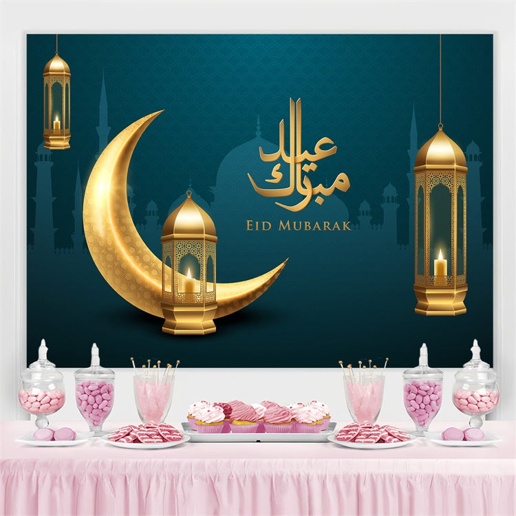 Eid Mubarak Backdrop Glühende Laternen Mondsichel Backdrop GQ3-89