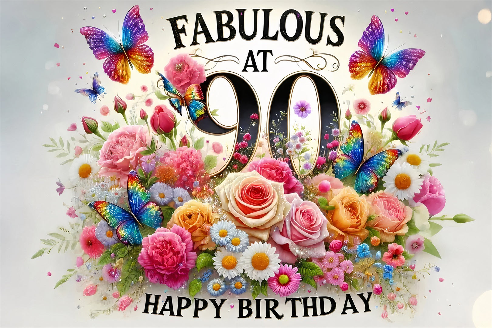 Personalisierte Geburtstag Backdrop Rose Pearls 80th Striped Backdrop GQ4-11