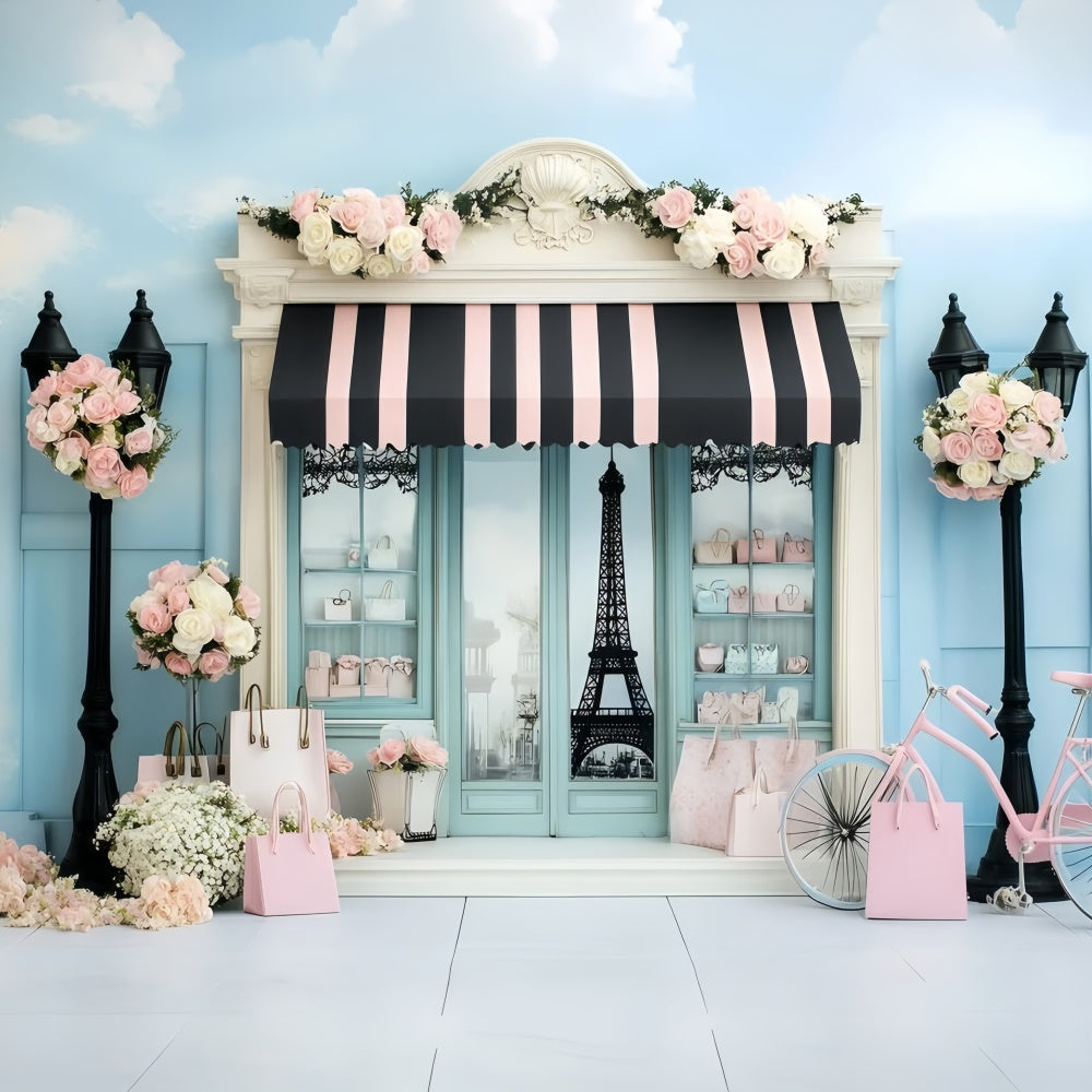 Paris Fotokulissen Mode Schaufenster Fahrrad Hintergrund GQ4-163