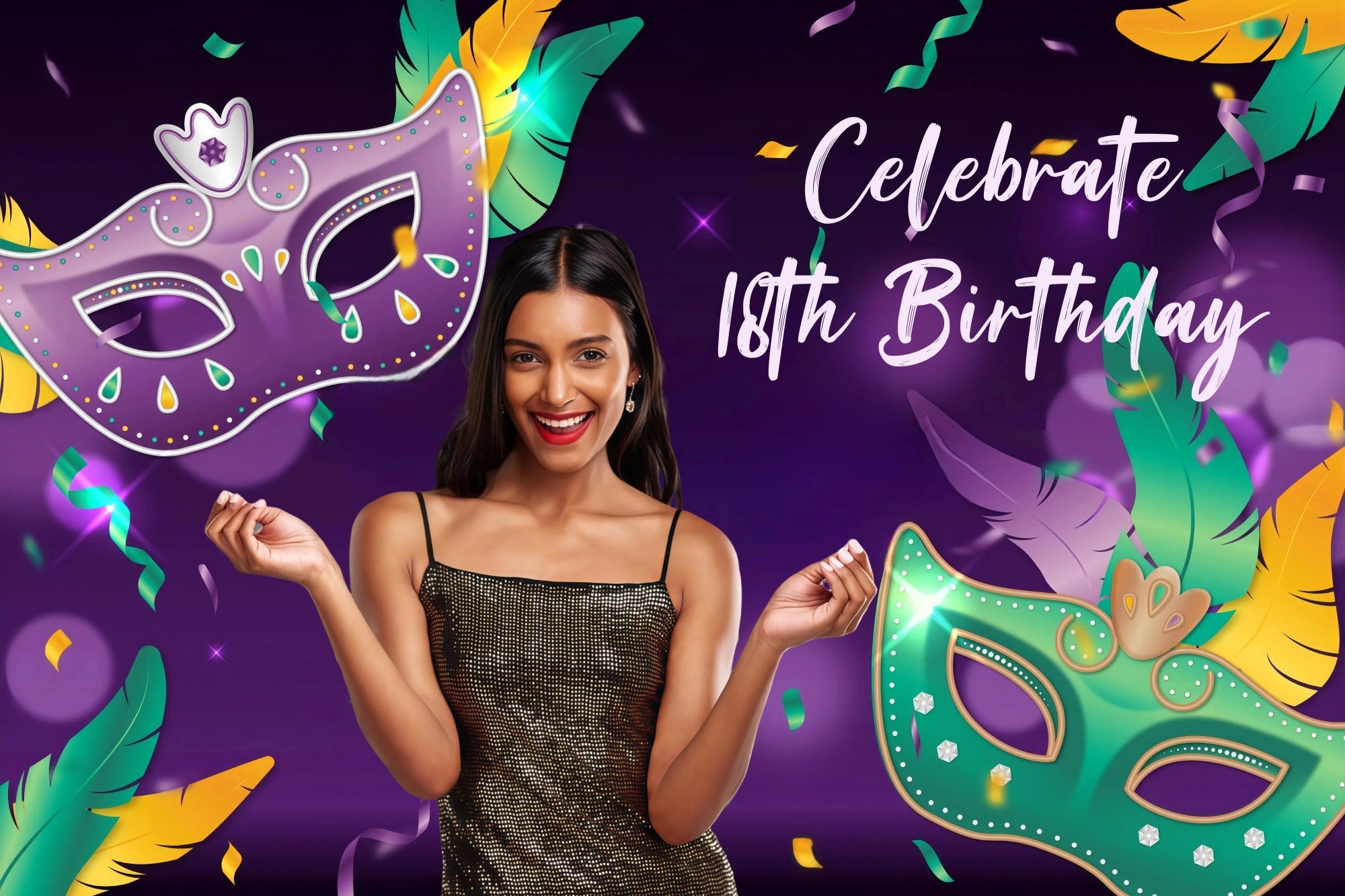 Personalisierte Geburtstag Backdrop Karneval Königin Feder Party Backdrop GQ4-223