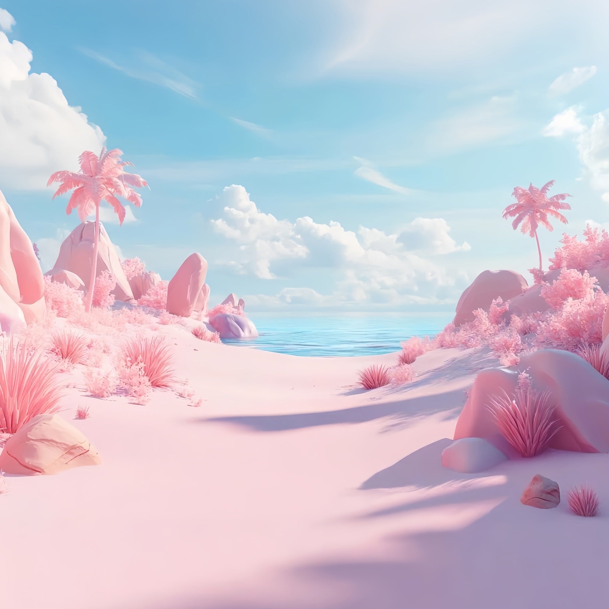 Sommer-Fotohintergrund Rosa Paradies Wolke Strand Hintergrund GQ4-250