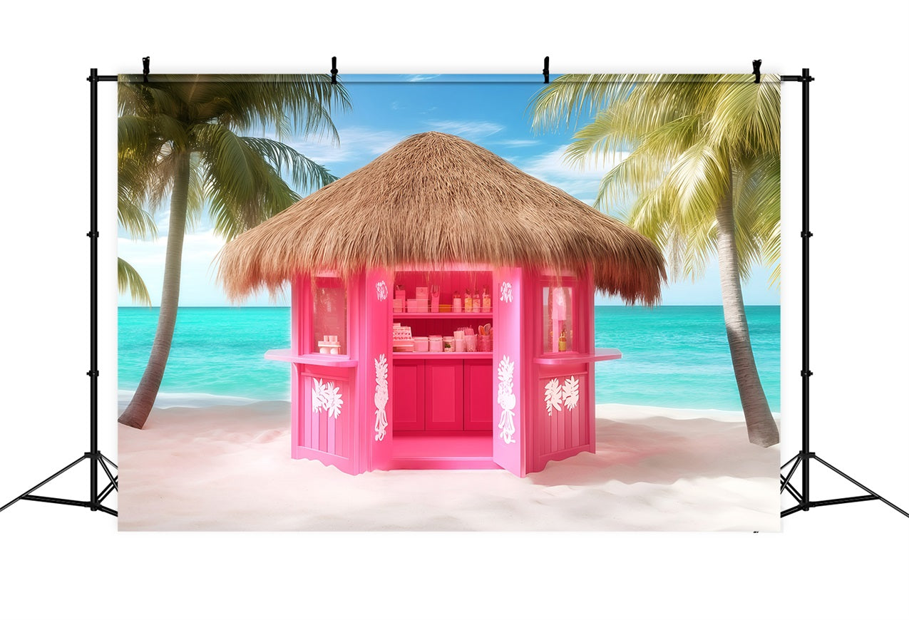Sommer-Fotohintergrund Rosa Strandhütte Hintergrund GQ4-263