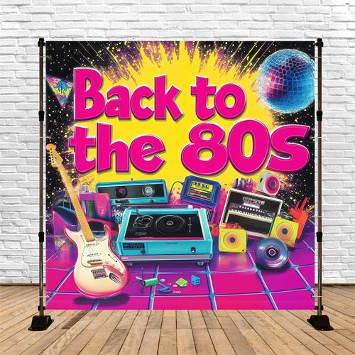 80er Jahre Backdrop Musikinstrumente Party Szene Hintergrund GQ4-348