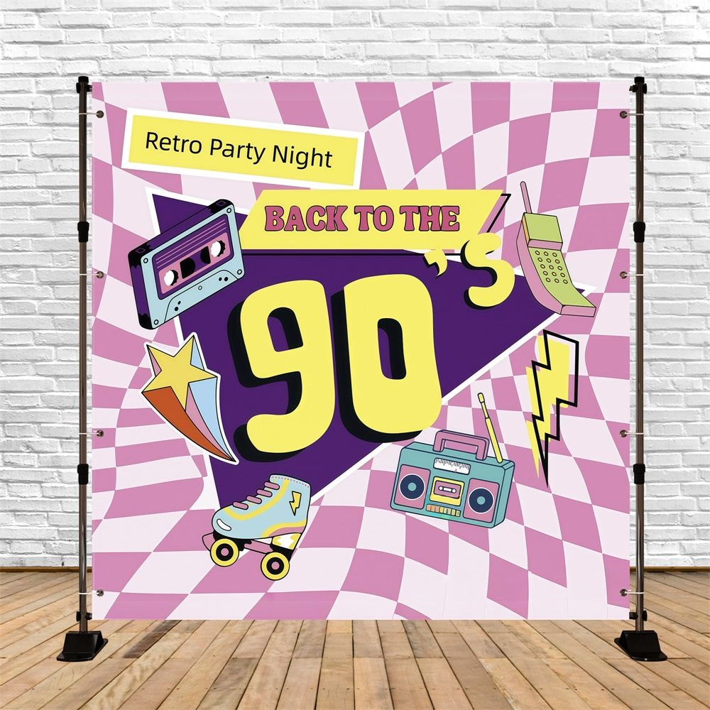 90er Jahre Backdrop Cartoon Style Retro Icons Backdrop GQ4-357