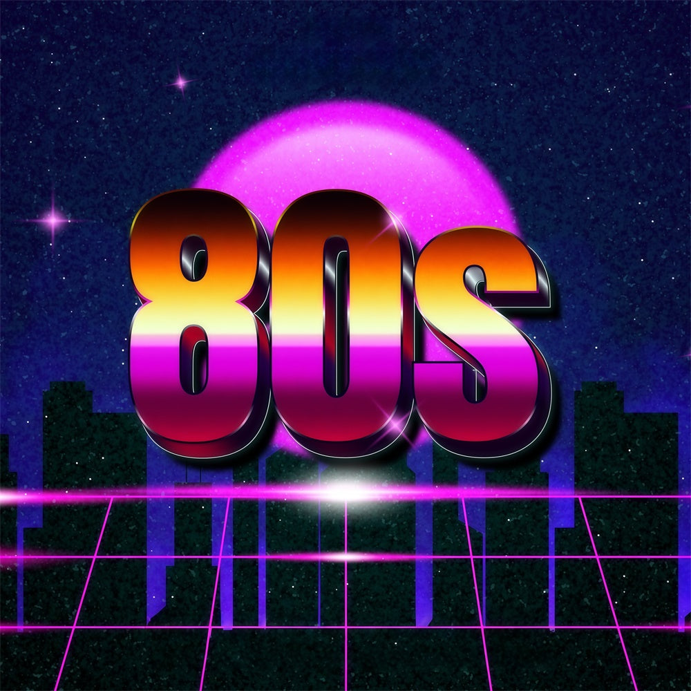 80er Jahre Backdrop Neon Gitter Lila Horizont Backdrop GQ4-363