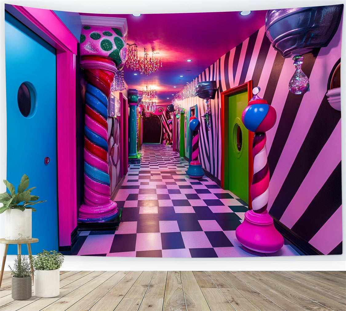 Karneval Backdrops Whimsical Striped Candy World Backdrop GQ5-113