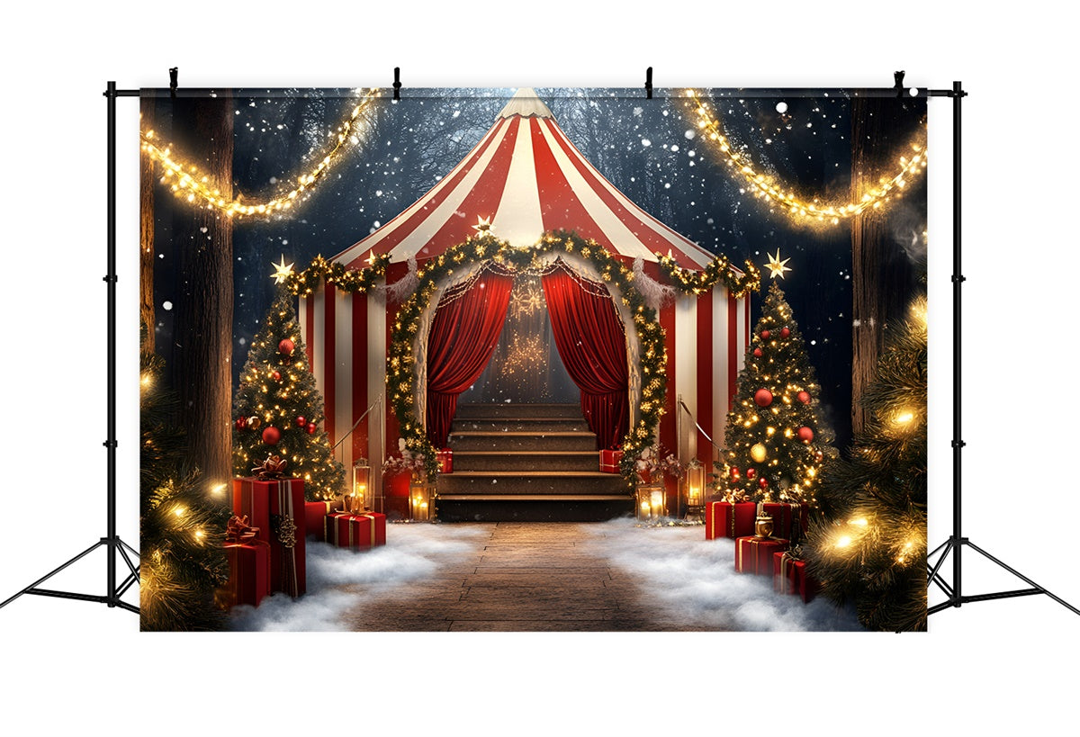 Zirkuszelt Backdrop Holiday Striped Tent Lights Backdrop GQ5-117