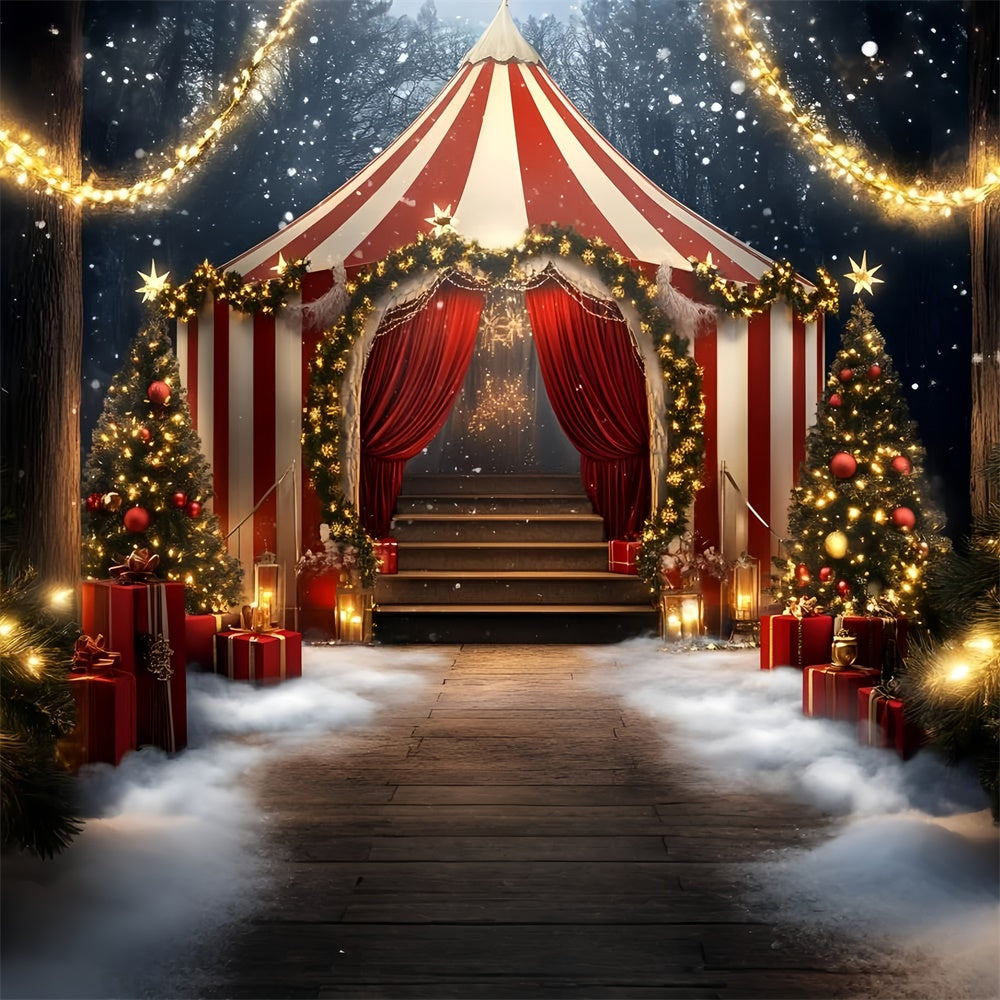 Zirkuszelt Backdrop Holiday Striped Tent Lights Backdrop GQ5-117