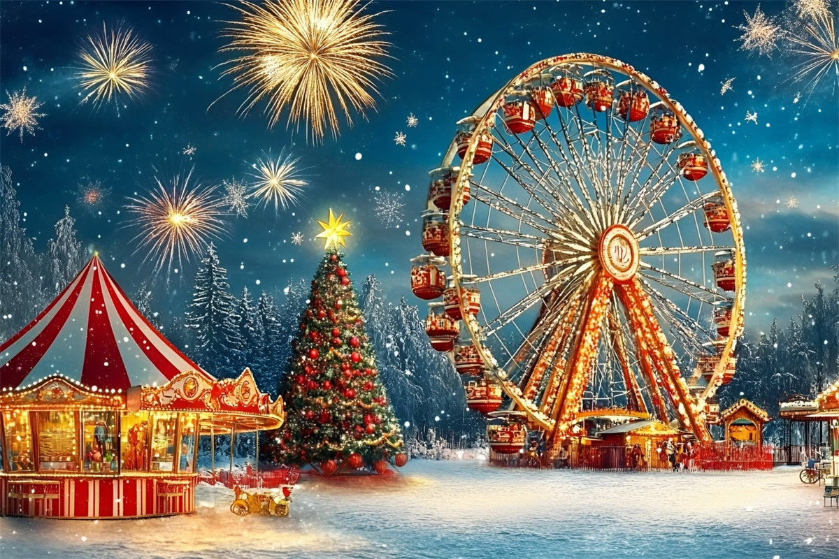 Karneval Backdrops Weihnachten Riesenrad Feuerwerk Backdrop GQ5-118