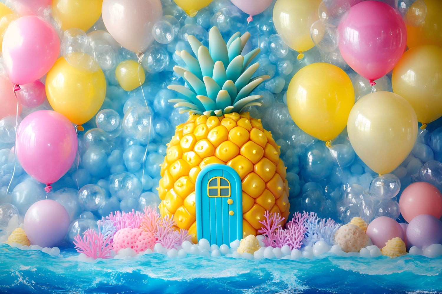 Neugeborenen-Fotohintergrund Ananas Party Ballon-Hintergrund GQ5-164