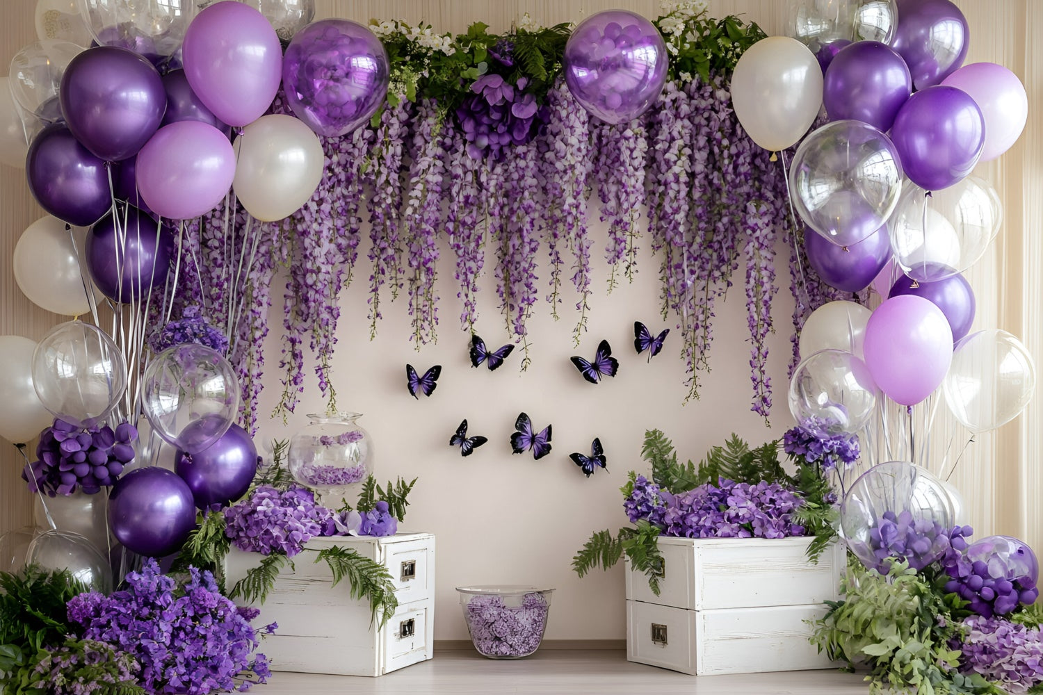 Neugeborenen Fotografie Hintergrund Lila Ballon Blossom Hintergrund GQ5-169