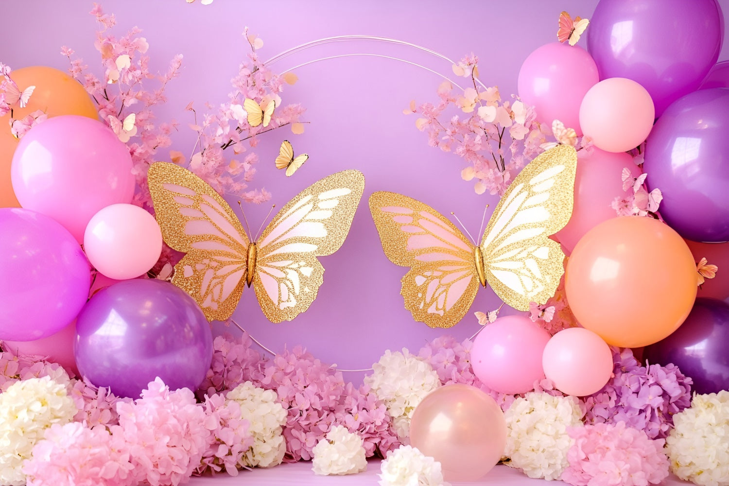 Schmetterling Backdrops Gold Schmetterling Ballon Neugeborene Backdrops GQ5-186