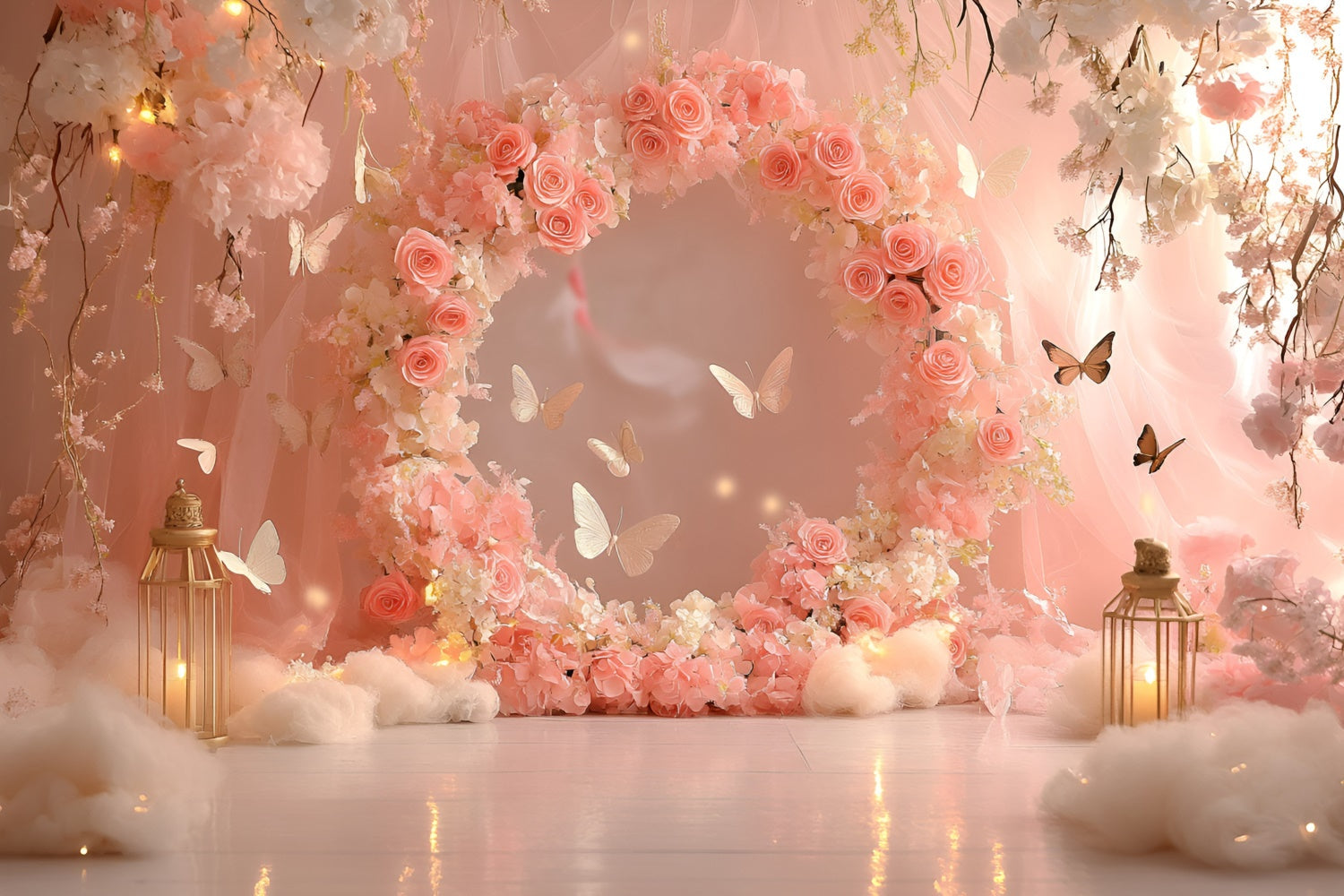 Schmetterling Fotohintergrund Rose Ring Fairy Tale Neugeborenen Hintergrund GQ5-188