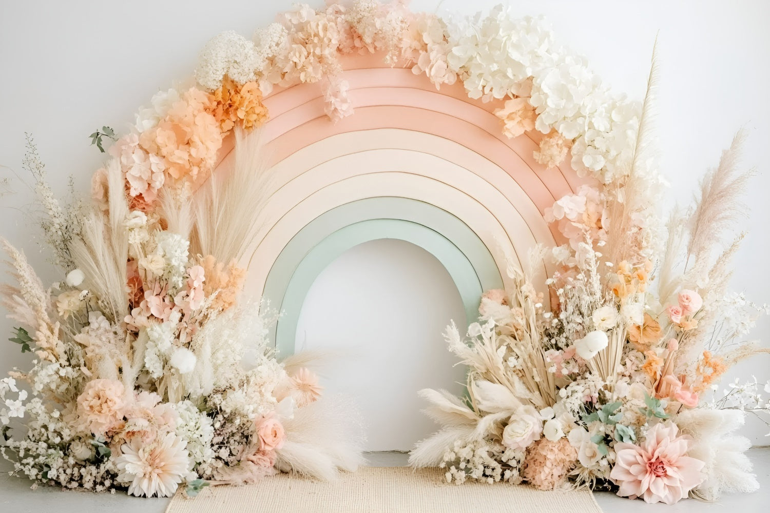 Neugeborenen-Fotohintergrund Weiches Bohu-Blumen-Bogen-Hintergrund GQ5-192