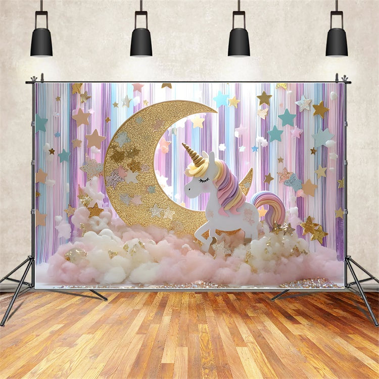 Sterne Backdrop Sterne Einhorn Fantasy Neugeborenen-Fotohintergrund GQ5-195
