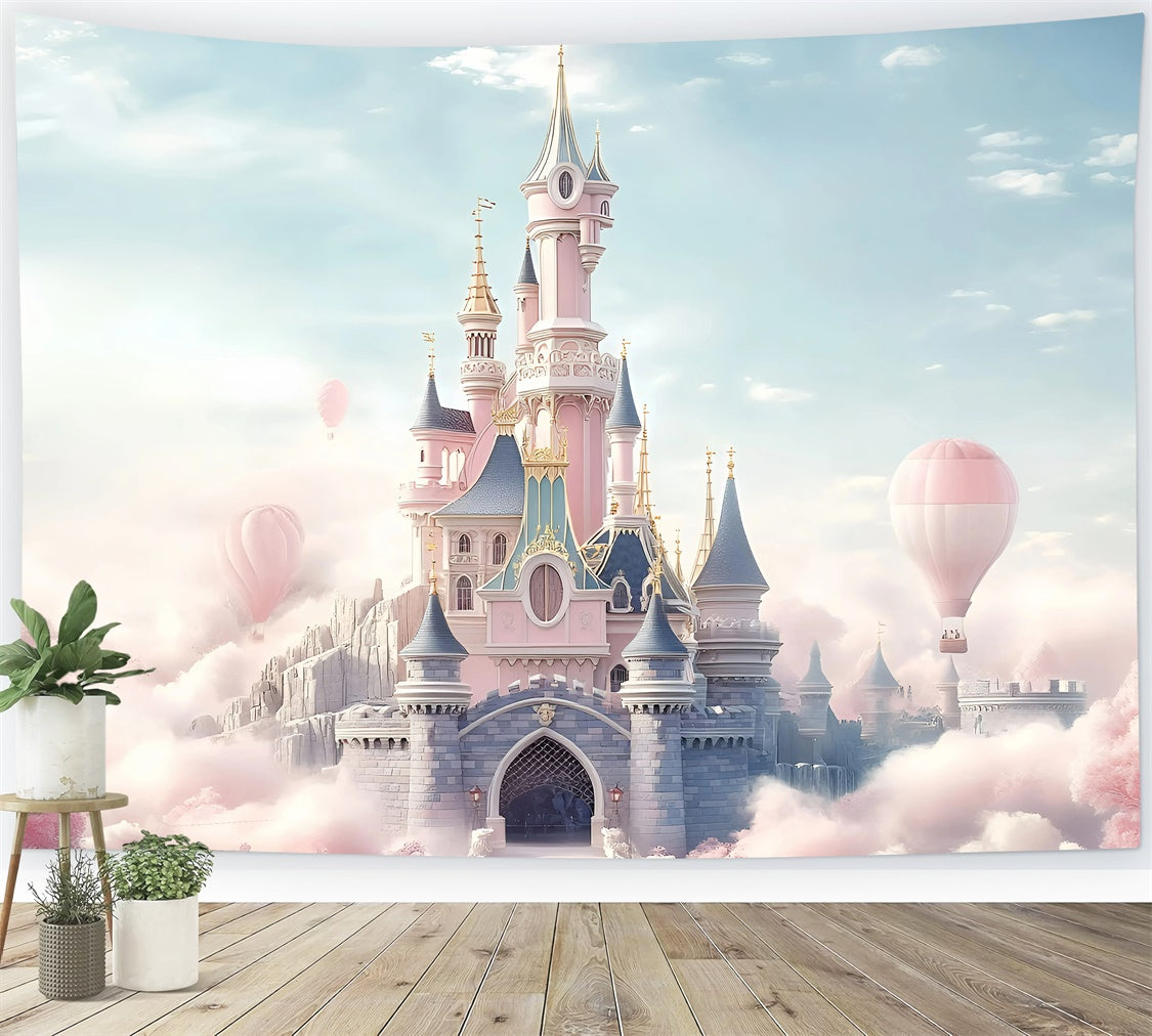 Schloss Fotohintergrund Rosa Palast Fantasie Kinder Hintergrund GQ5-199