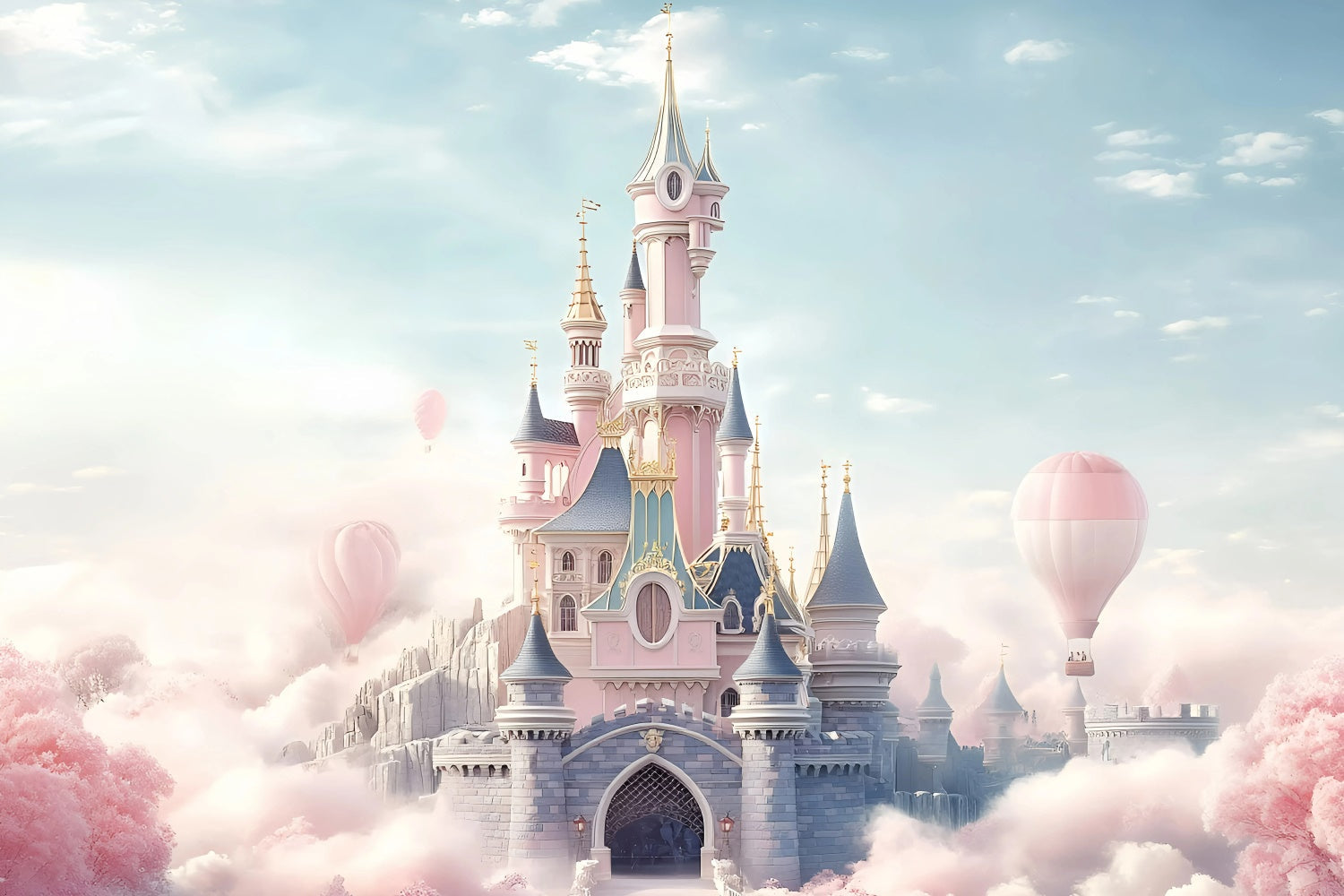 Schloss Fotohintergrund Rosa Palast Fantasie Kinder Hintergrund GQ5-199